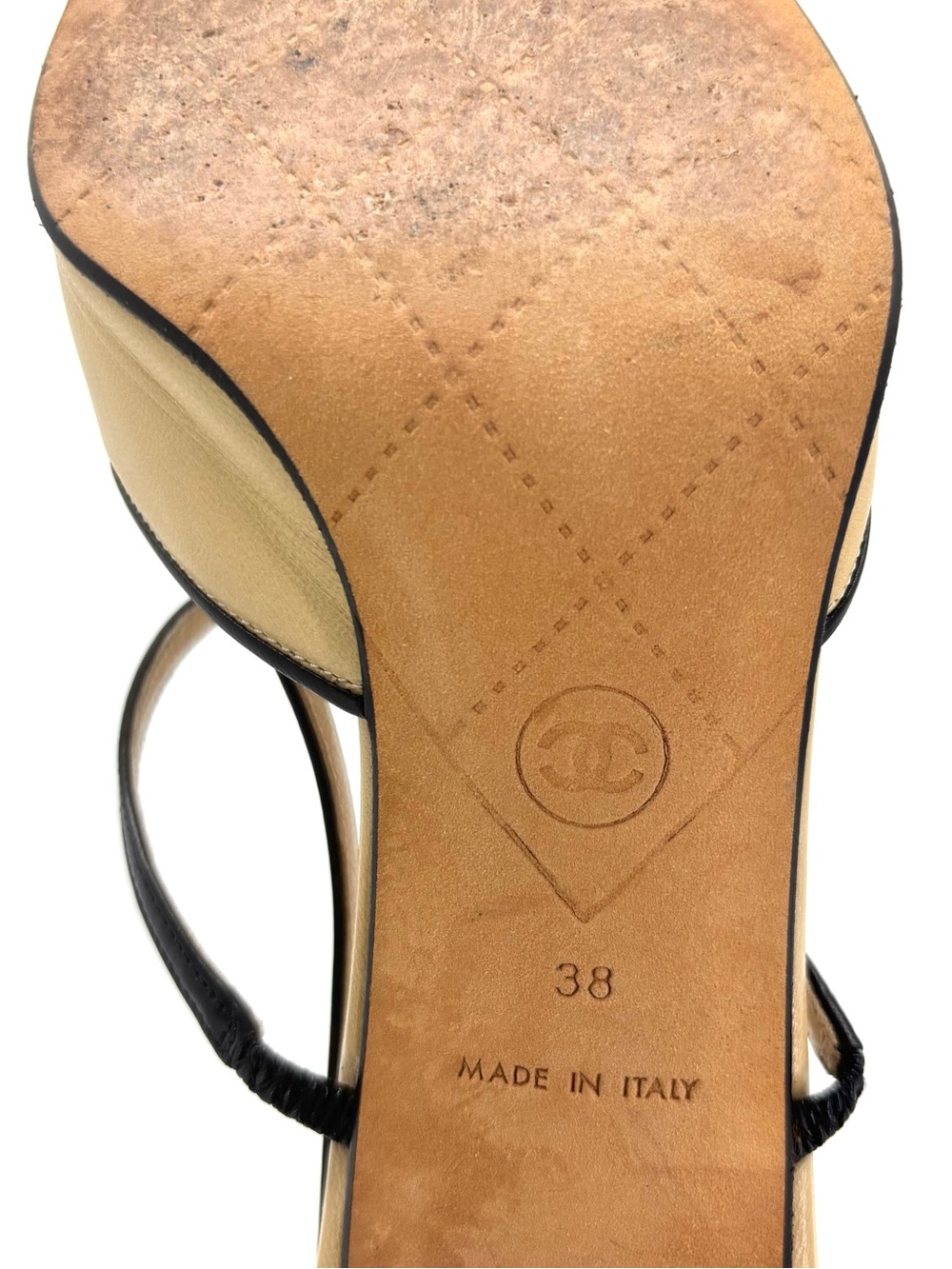 Chanel Vintage Camellia Flower CC Logo Cap Toe Slingback Pumps 38 - Picture 9 of 9